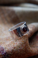 Load image into Gallery viewer, Anglo Saxon style Sterling Silver Ring with Garnet UK Size S