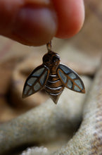 Load image into Gallery viewer, Pictish Bee Pendant with See Through enamel Wings in Sterling Silver or Gold