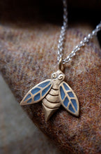 Load image into Gallery viewer, Pictish Bee Pendant with See Through enamel Wings in Sterling Silver or Gold
