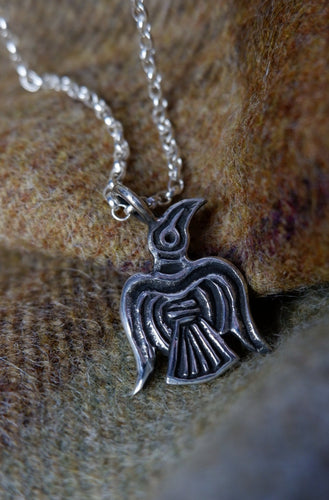Handmade Great Heathen Army Odin's Raven Pendant/Charm in Sterling Silver