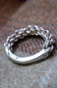 Chunky Sterling Silver Viking Twist Ring - UK Size X