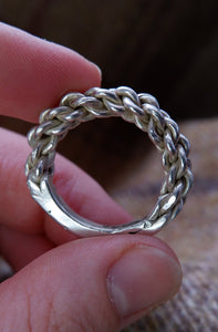 Chunky Sterling Silver Viking Twist Ring - UK Size X