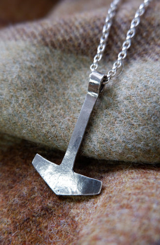 Hand forged silver Mjolnir from Norfolk
