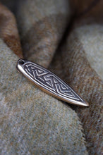 Load image into Gallery viewer, Pictish key pattern strap end in silver - based on various finds