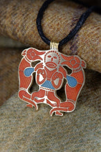 Load image into Gallery viewer, Anglo Saxon Pendant in Bronze or Sterling Silver with Glass Enamel - Based on a Plaque from the Sutton Hoo Purse Lid