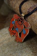 Load image into Gallery viewer, Anglo Saxon Pendant in Bronze or Sterling Silver with Glass Enamel - Based on a Plaque from the Sutton Hoo Purse Lid