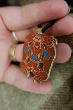 Load image into Gallery viewer, Anglo Saxon Pendant in Bronze or Sterling Silver with Glass Enamel - Based on a Plaque from the Sutton Hoo Purse Lid