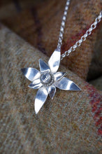 Load image into Gallery viewer, Pointy Elven Flower Pendant in Sterling Silver with Clear Cubic Zirconia
