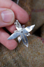 Load image into Gallery viewer, Pointy Elven Flower Pendant in Sterling Silver with Clear Cubic Zirconia
