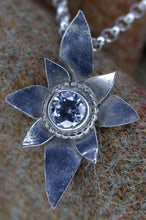 Load image into Gallery viewer, Pointy Elven Flower Pendant in Sterling Silver with Clear Cubic Zirconia - Smaller Version