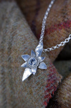 Load image into Gallery viewer, Pointy Elven Flower Pendant in Sterling Silver with Clear Cubic Zirconia - Smaller Version