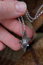 Load image into Gallery viewer, Pointy Elven Flower Pendant in Sterling Silver with Clear Cubic Zirconia - Smaller Version