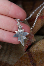 Load image into Gallery viewer, Pointy Elven Flower Pendant in Sterling Silver with Clear Cubic Zirconia - Smaller Version