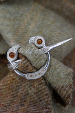 Load image into Gallery viewer, Clough Brooch in Sterling Silver or Bronze and Amber