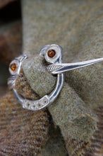 Load image into Gallery viewer, Clough Brooch in Sterling Silver or Bronze and Amber