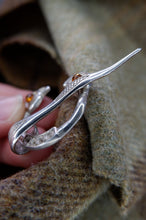 Load image into Gallery viewer, Clough Brooch in Sterling Silver or Bronze and Amber