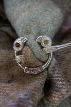 Load image into Gallery viewer, Clough Brooch in Sterling Silver or Bronze and Amber