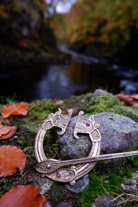 Large Pictish Penninular Brooch - St Ninians Isle Dragon in Silver or Bronze
