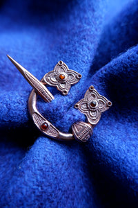 Loch Glashan Pennanular Brooch in Sterling Silver or Bronze and Amber
