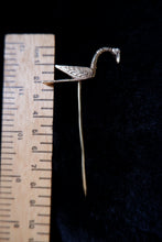 Load image into Gallery viewer, Bird Pin with Emerald Eyes Based on a find from the Galloway Hoard - Silver