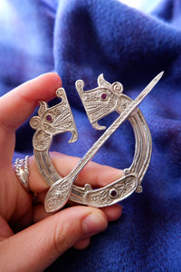 Large Pictish Penninular Brooch - St Ninians Isle Dragon in Silver or Bronze
