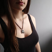 Load image into Gallery viewer, Meigle cross pictish dragon pendant in silver