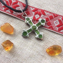 Load image into Gallery viewer, Kievan Rus Viking Cross Pendant in Enamelled Sterling Silver
