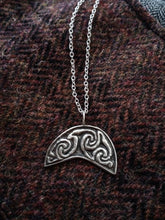 Load image into Gallery viewer, Pictish Crescent Moon in Sterling Silver- Based on a Symbol from a St Vigeans Stone