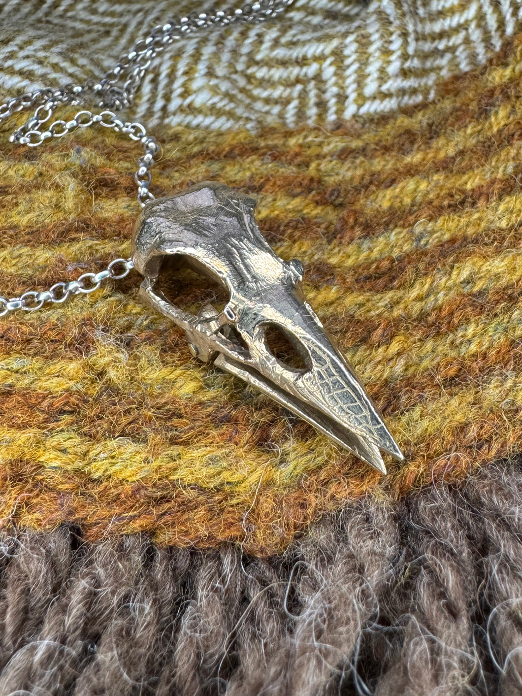 Articulated Carrion Crow Skull pendant