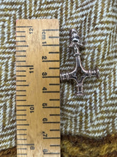 Load image into Gallery viewer, Unique Foss Wolf Cross in Bronze with Gemstone Eyes