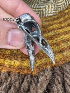Articulated Carrion Crow Skull pendant