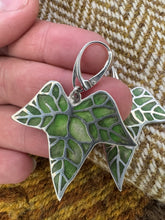 Load image into Gallery viewer, Ivy Leaf Earrings with Enamel - Silver