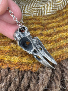 Articulated Carrion Crow Skull pendant