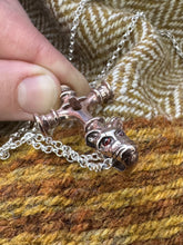 Load image into Gallery viewer, Unique Foss Wolf Cross in Bronze with Gemstone Eyes
