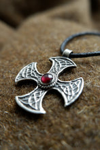 Load image into Gallery viewer, Anglo Saxon Cross in Silver with Garnet