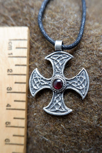 Anglo Saxon Cross in Silver with Garnet