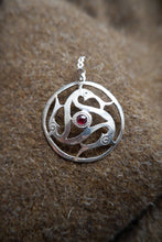 Load image into Gallery viewer, Unique Vendel Style Triskellion Pendant with Gemstone - Silver