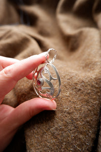 Unique Vendel Style Triskellion Pendant with Gemstone - Silver