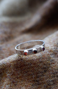Sterling Silver Ring with garnets UK Size Q