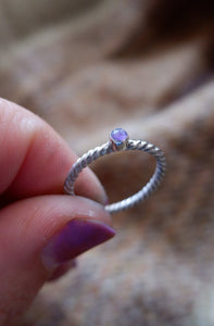 Sterling Silver Ring with Amethyst UK Size M