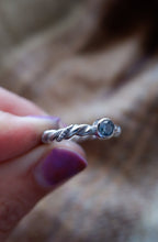Load image into Gallery viewer, Sterling Silver Twist Ring with Topaz UK Size J
