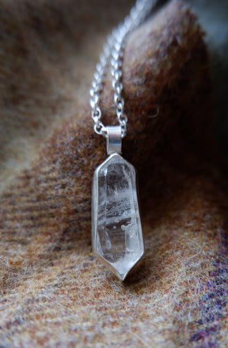 Unique Sterling Silver Pendant with Clear Quartz