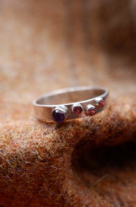Sterling Silver Ring with Amethyst and Garnet UK Size N