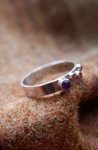 Sterling Silver Ring with Amethyst and Garnet UK Size N
