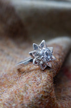 Load image into Gallery viewer, Sterling Silver Elven Flower engagement Ring with Cubic Zirconia UK Size N
