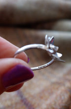 Load image into Gallery viewer, Sterling Silver Elven Flower Ring with Cubic Zirconia UK Size P. Jubilee Hallmark