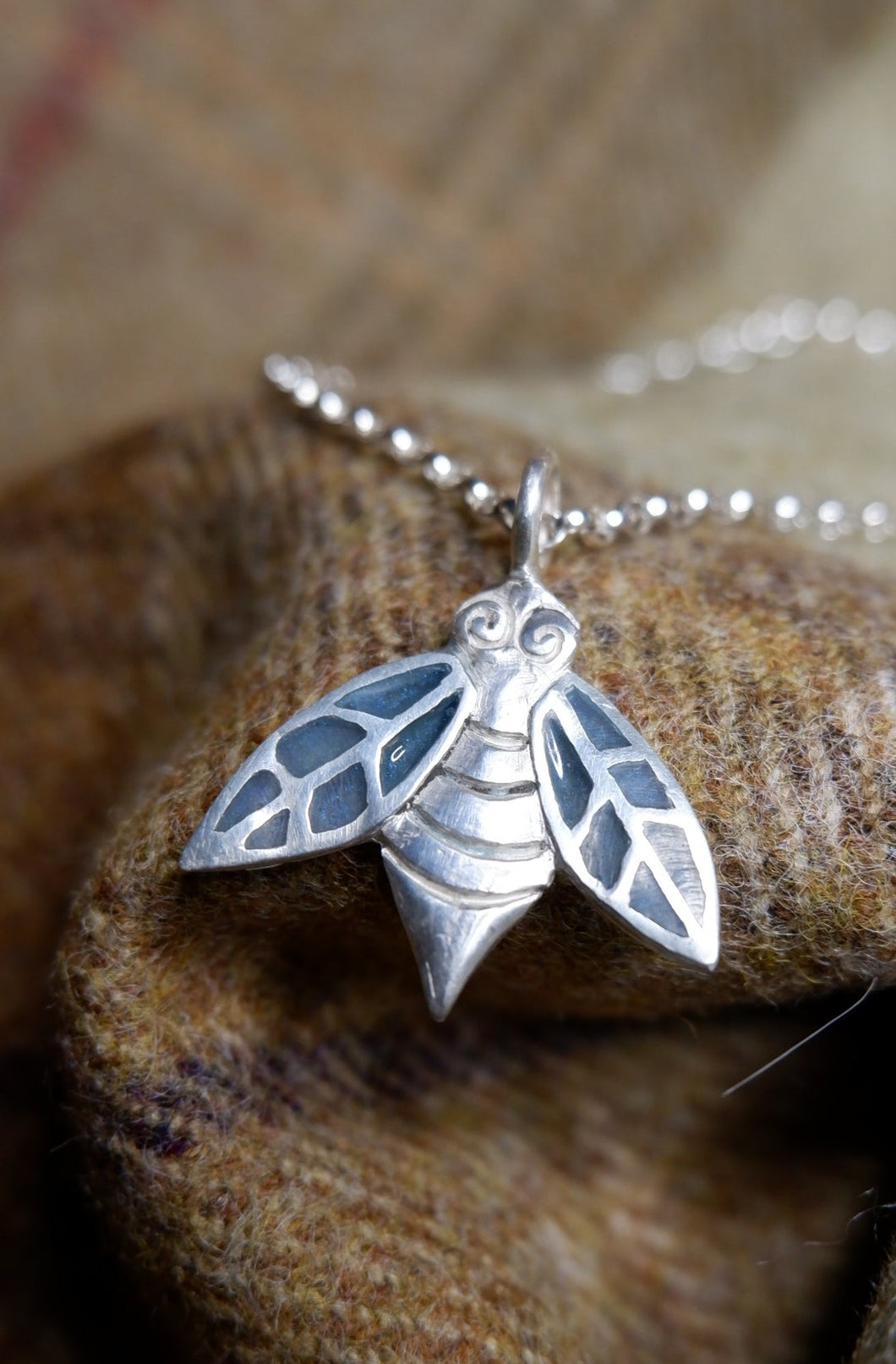 Pictish Bee Pendant with See Through enamel Wings