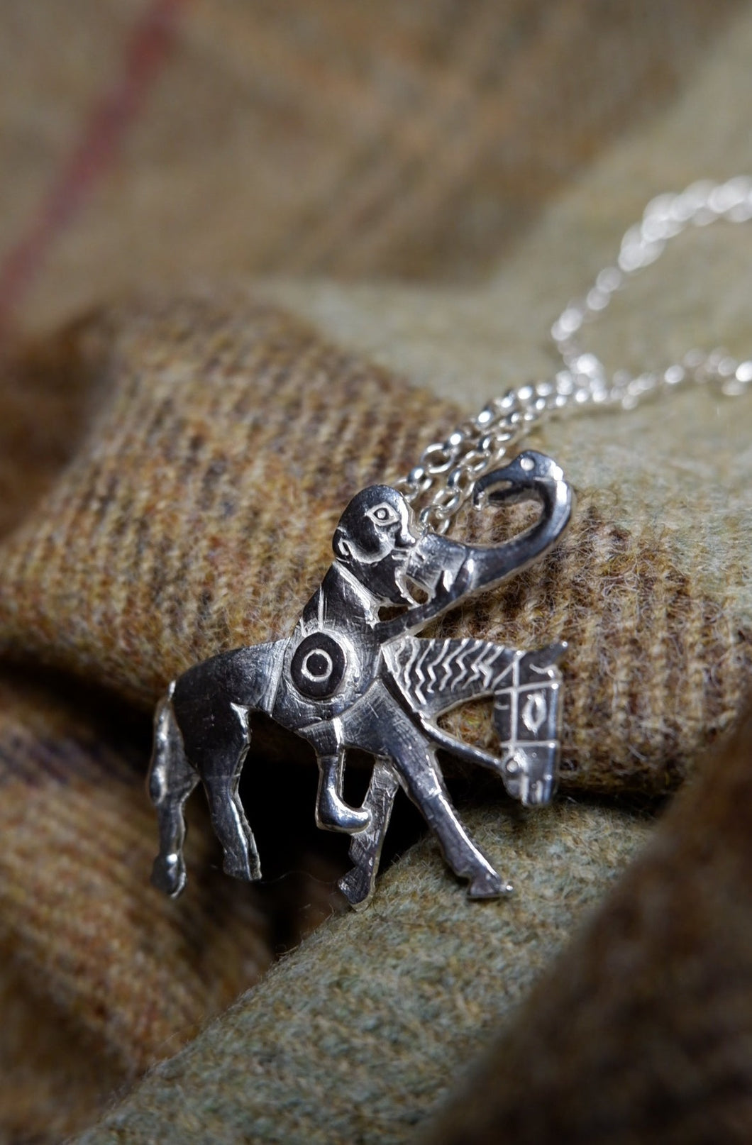 Pictish Man on a Horse Pendant in Sterling Silver - from the Bullion Stone