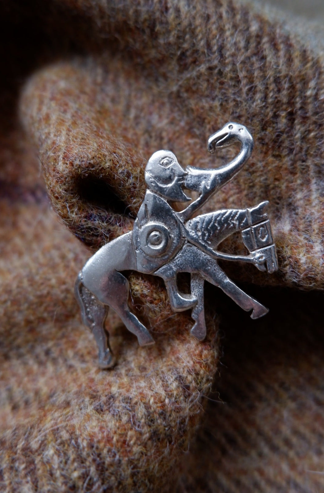 Pictish Man on a Horse Brooch in Sterling Silver - from the Bullion Stone