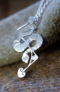 Brandsbutt stone Pictish Serpent and Z Rod pendant or brooch in Sterling silver